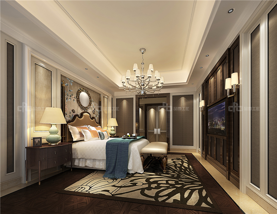 美式全屋整木定制風(fēng)格，臥室效果圖大全(圖2)