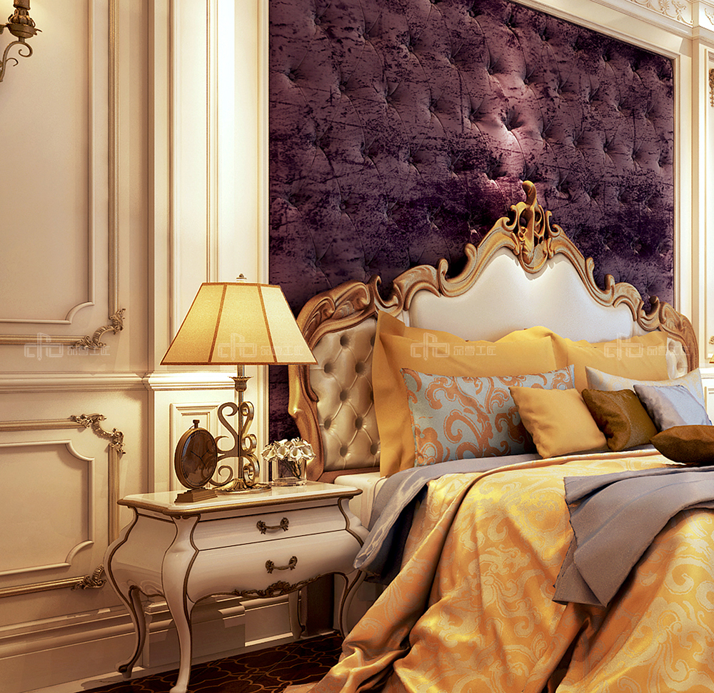 整木定制法式風(fēng)格，金色別墅裝修案例效果圖(圖8)